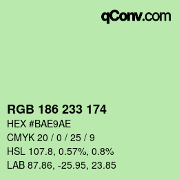 Color code: RGB 186 233 174 | qconv.com