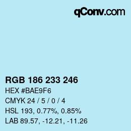 Color code: RGB 186 233 246 | qconv.com