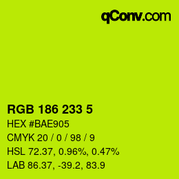 カラーコード: RGB 186 233 5 | qconv.com