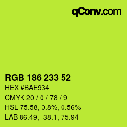 Color code: RGB 186 233 52 | qconv.com