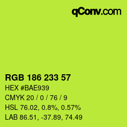 Color code: RGB 186 233 57 | qconv.com