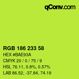 Color code: RGB 186 233 58 | qconv.com