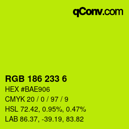 Color code: RGB 186 233 6 | qconv.com
