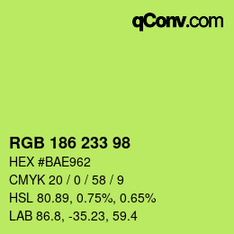 カラーコード: RGB 186 233 98 | qconv.com