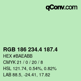 カラーコード: RGB 186 234.4 187.4 | qconv.com