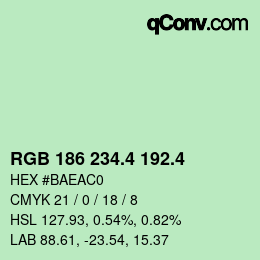 カラーコード: RGB 186 234.4 192.4 | qconv.com