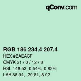 カラーコード: RGB 186 234.4 207.4 | qconv.com