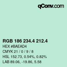 カラーコード: RGB 186 234.4 212.4 | qconv.com
