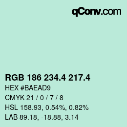 カラーコード: RGB 186 234.4 217.4 | qconv.com