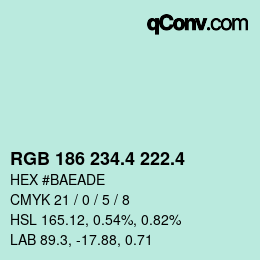 カラーコード: RGB 186 234.4 222.4 | qconv.com