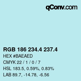 カラーコード: RGB 186 234.4 237.4 | qconv.com