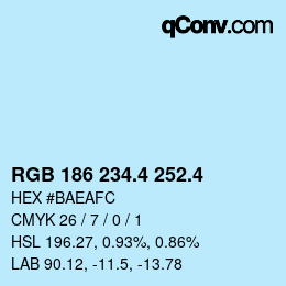 カラーコード: RGB 186 234.4 252.4 | qconv.com