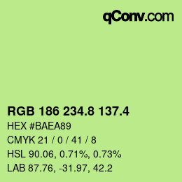 カラーコード: RGB 186 234.8 137.4 | qconv.com