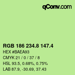 カラーコード: RGB 186 234.8 147.4 | qconv.com