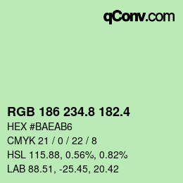カラーコード: RGB 186 234.8 182.4 | qconv.com