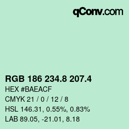 カラーコード: RGB 186 234.8 207.4 | qconv.com