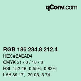 カラーコード: RGB 186 234.8 212.4 | qconv.com