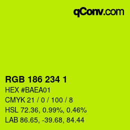颜色代码: RGB 186 234 1 | qconv.com