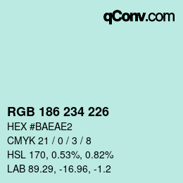 Farbcode: RGB 186 234 226 | qconv.com