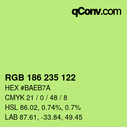 Color code: RGB 186 235 122 | qconv.com
