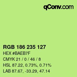 Color code: RGB 186 235 127 | qconv.com