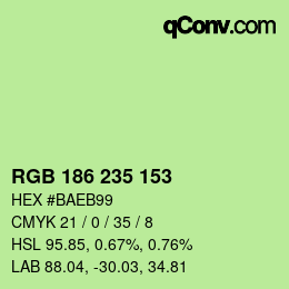 Color code: RGB 186 235 153 | qconv.com