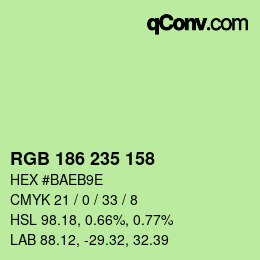Color code: RGB 186 235 158 | qconv.com