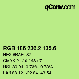 カラーコード: RGB 186 236.2 135.6 | qconv.com