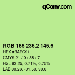 カラーコード: RGB 186 236.2 145.6 | qconv.com