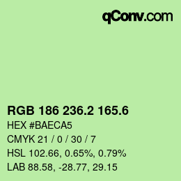 カラーコード: RGB 186 236.2 165.6 | qconv.com