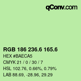 カラーコード: RGB 186 236.6 165.6 | qconv.com