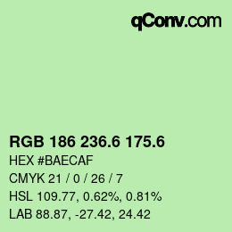 カラーコード: RGB 186 236.6 175.6 | qconv.com