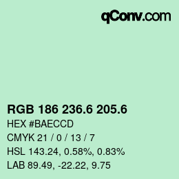 カラーコード: RGB 186 236.6 205.6 | qconv.com