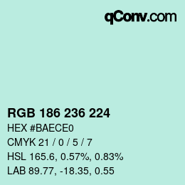 カラーコード: RGB 186 236 224 | qconv.com
