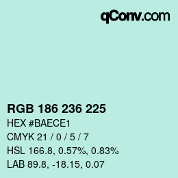 Color code: RGB 186 236 225 | qconv.com
