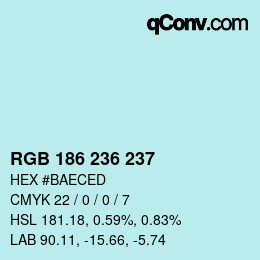Color code: RGB 186 236 237 | qconv.com