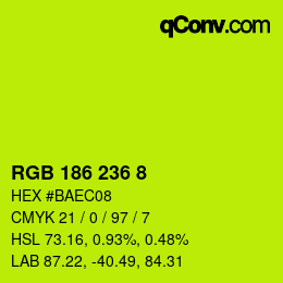 Color code: RGB 186 236 8 | qconv.com