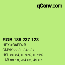 Color code: RGB 186 237 123 | qconv.com