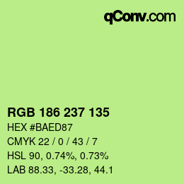 Color code: RGB 186 237 135 | qconv.com