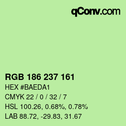 カラーコード: RGB 186 237 161 | qconv.com