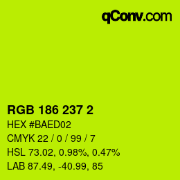 Color code: RGB 186 237 2 | qconv.com