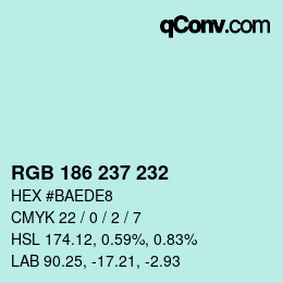 Color code: RGB 186 237 232 | qconv.com