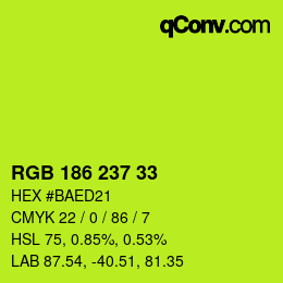 Color code: RGB 186 237 33 | qconv.com