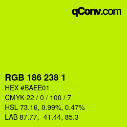 Farbcode: RGB 186 238 1 | qconv.com
