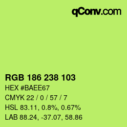 Color code: RGB 186 238 103 | qconv.com