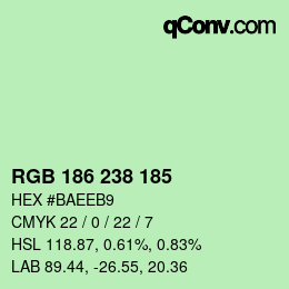 Color code: RGB 186 238 185 | qconv.com