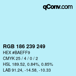 Color code: RGB 186 239 249 | qconv.com