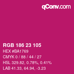 カラーコード: RGB 186 23 105 | qconv.com
