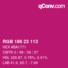 Color code: RGB 186 23 113 | qconv.com