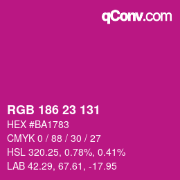 Color code: RGB 186 23 131 | qconv.com